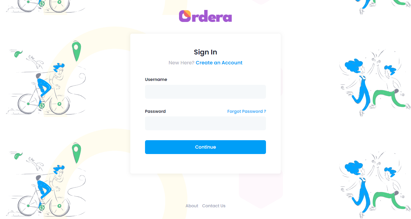 Login Page Ordera