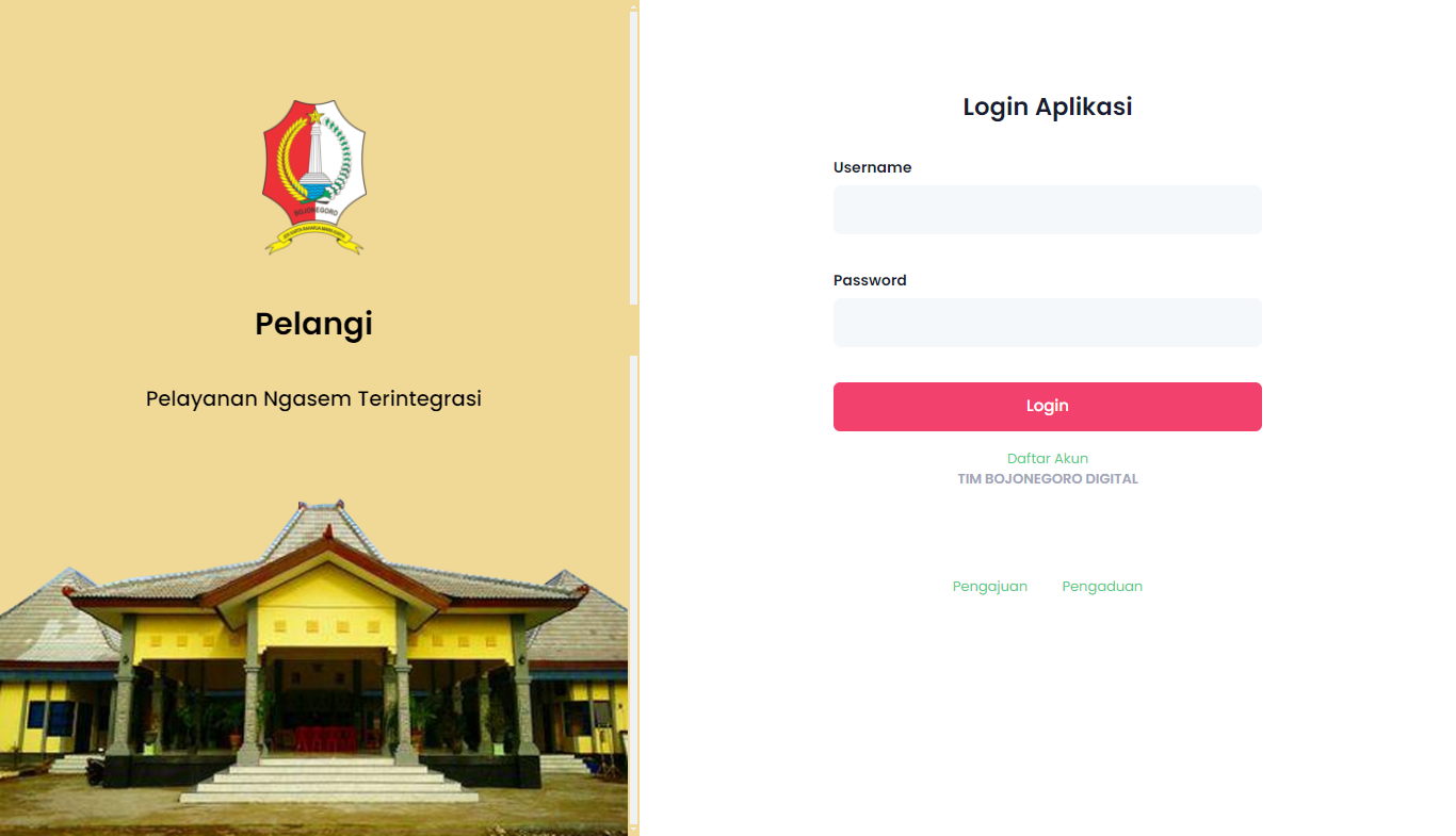 Login Page PELANGI